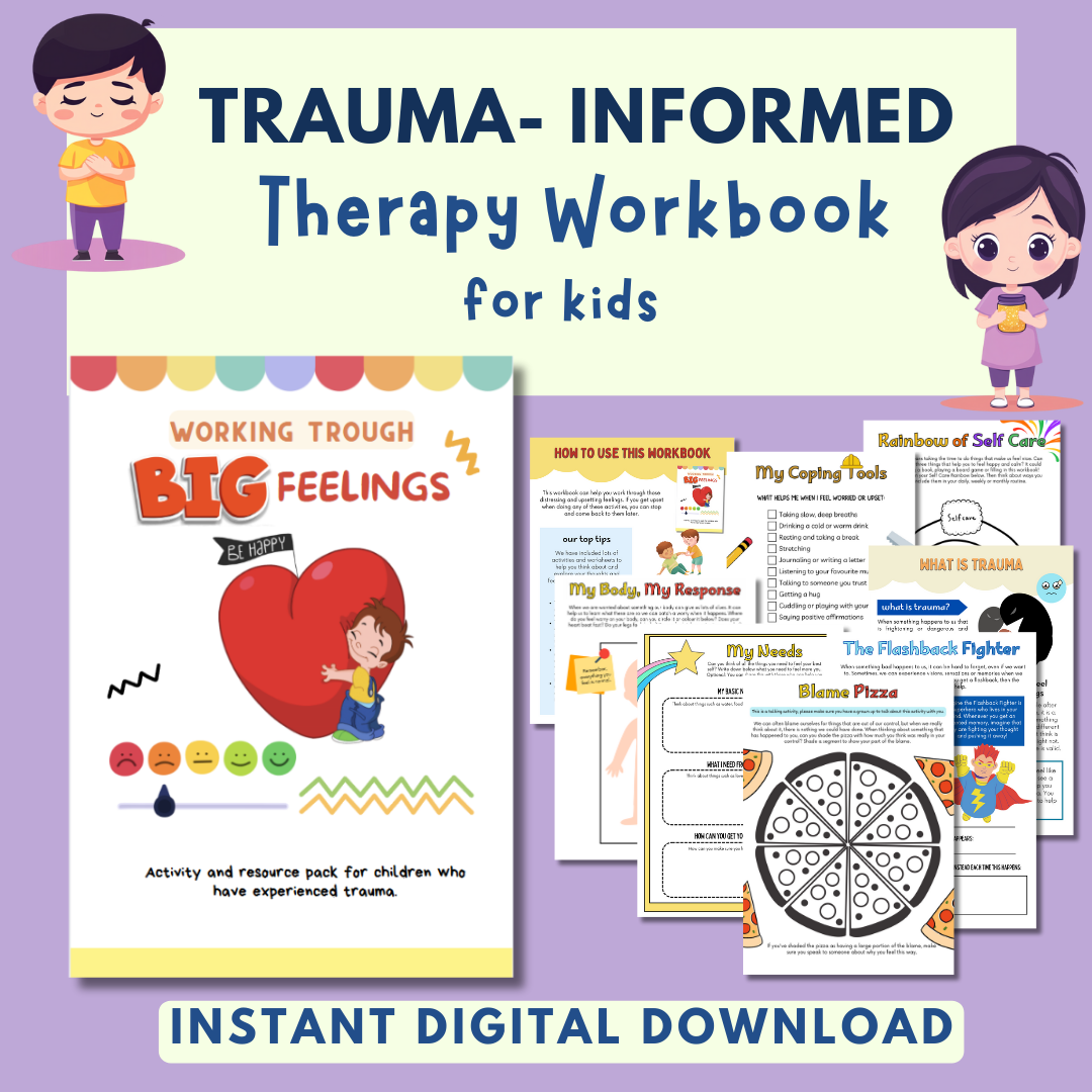 Trauma for Kids, Trauma Worksheets for Children, Kids Trauma Therapy & Processing, Informed Care, Safety Plan