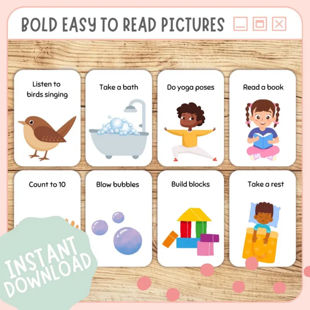 32 Pages Calming Strategy Cards for Kids, Mindfulness & Coping Skills, Emotional Regulation, Anxiety Relief, Social Emotional Learning