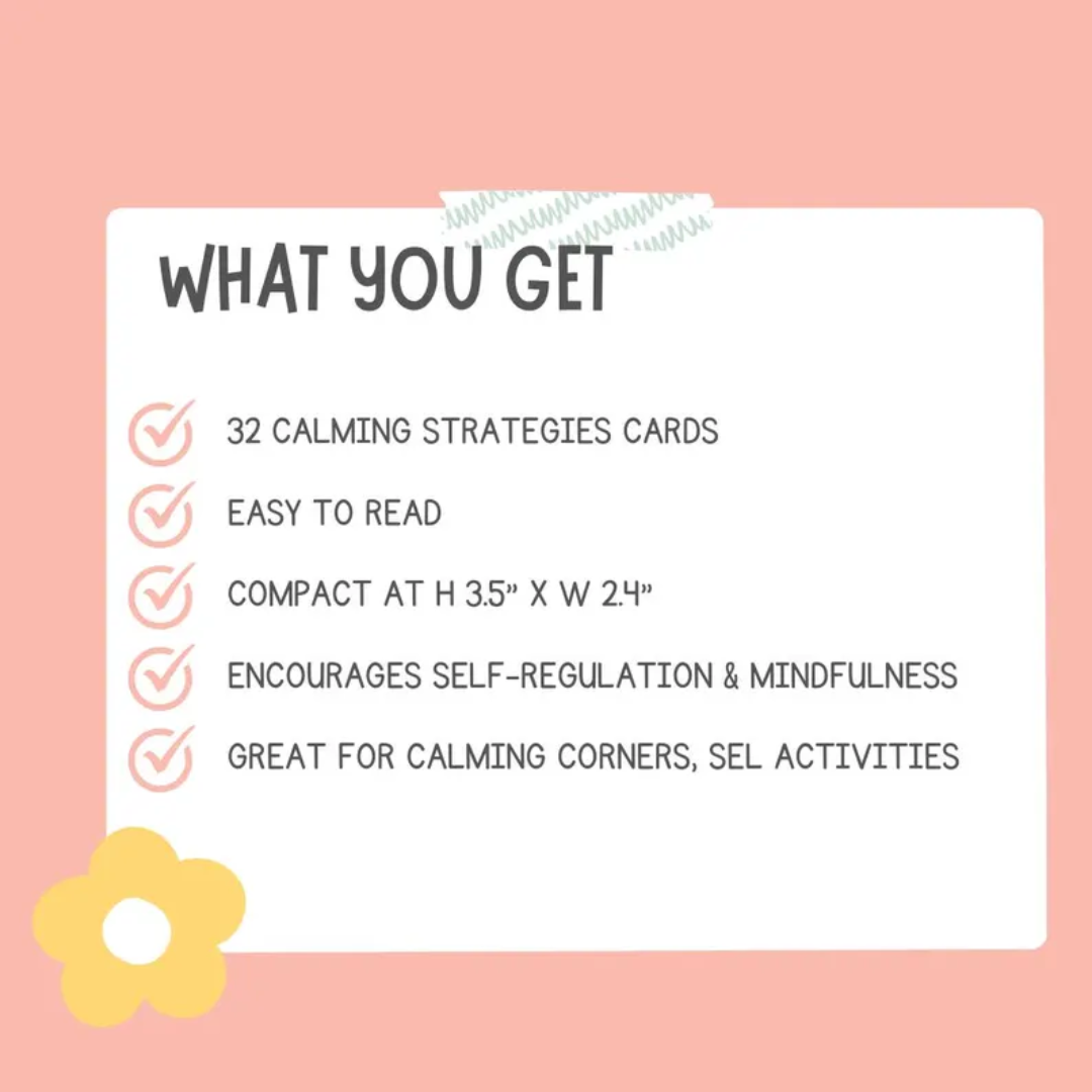 32 Pages Calming Strategy Cards for Kids, Mindfulness & Coping Skills, Emotional Regulation, Anxiety Relief, Social Emotional Learning
