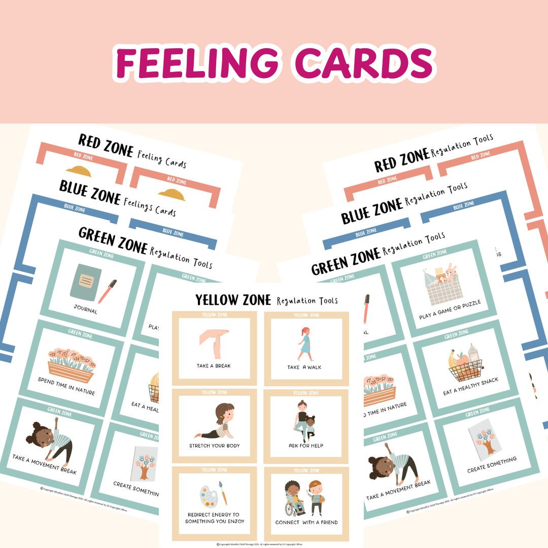 Zones of Regulation, Zones of Regulation Cards for Kids, Calming Corner Printable, SEL Classroom Tool, Montessori Calm Down Kit