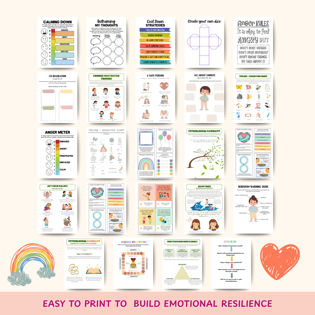 Big Emotions Mega Bundle for Kids, Nervous System Regulation, Coping Skills Workbook, Anger Management, Conflict Resolution Cards, Big Emotions Workbook, Emotional Resilience