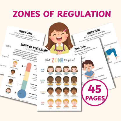 Zones of Regulation, Zones of Regulation Cards for Kids, Calming Corner Printable, SEL Classroom Tool, Montessori Calm Down Kit