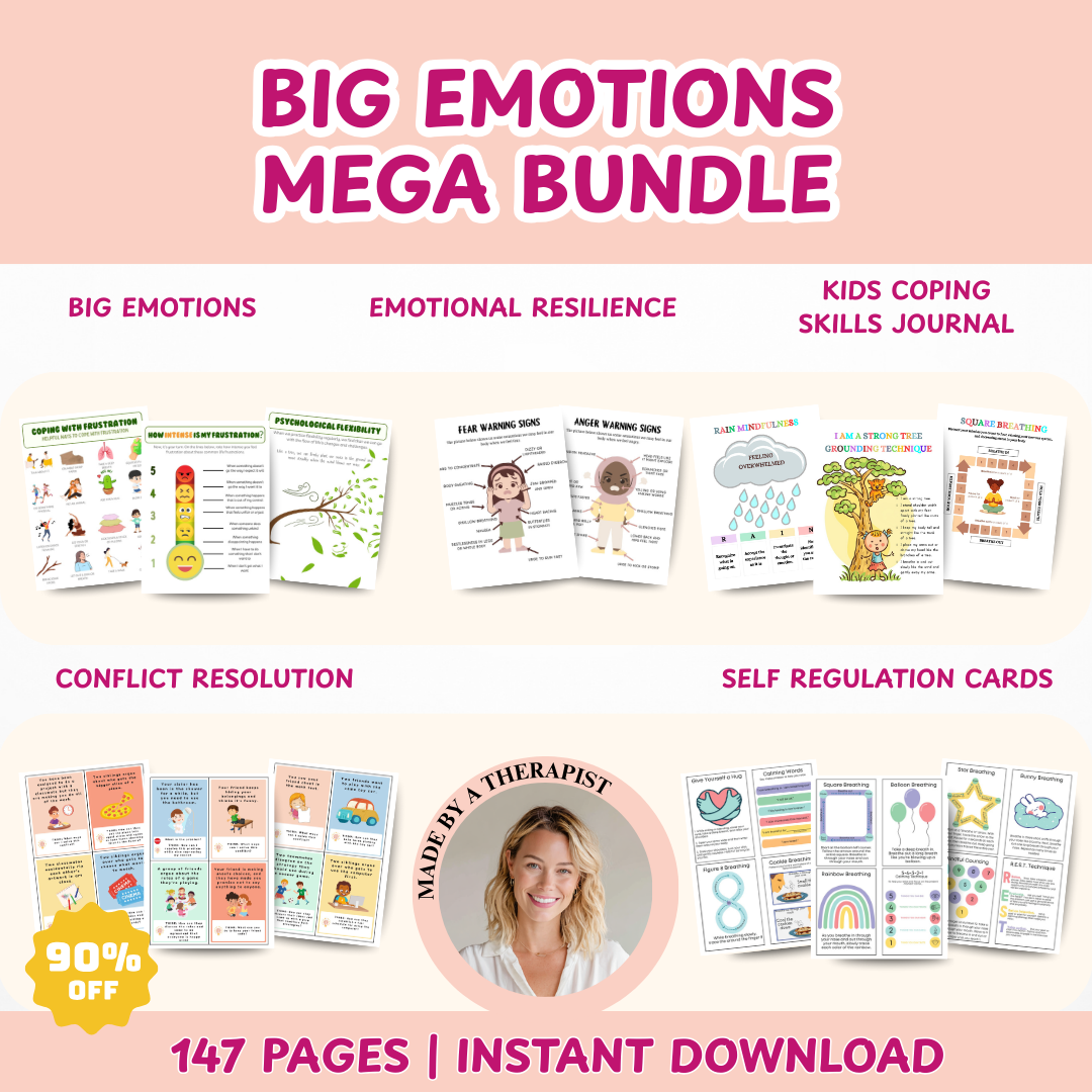 Big Emotions Mega Bundle for Kids, Nervous System Regulation, Coping Skills Workbook, Anger Management, Conflict Resolution Cards, Big Emotions Workbook, Emotional Resilience