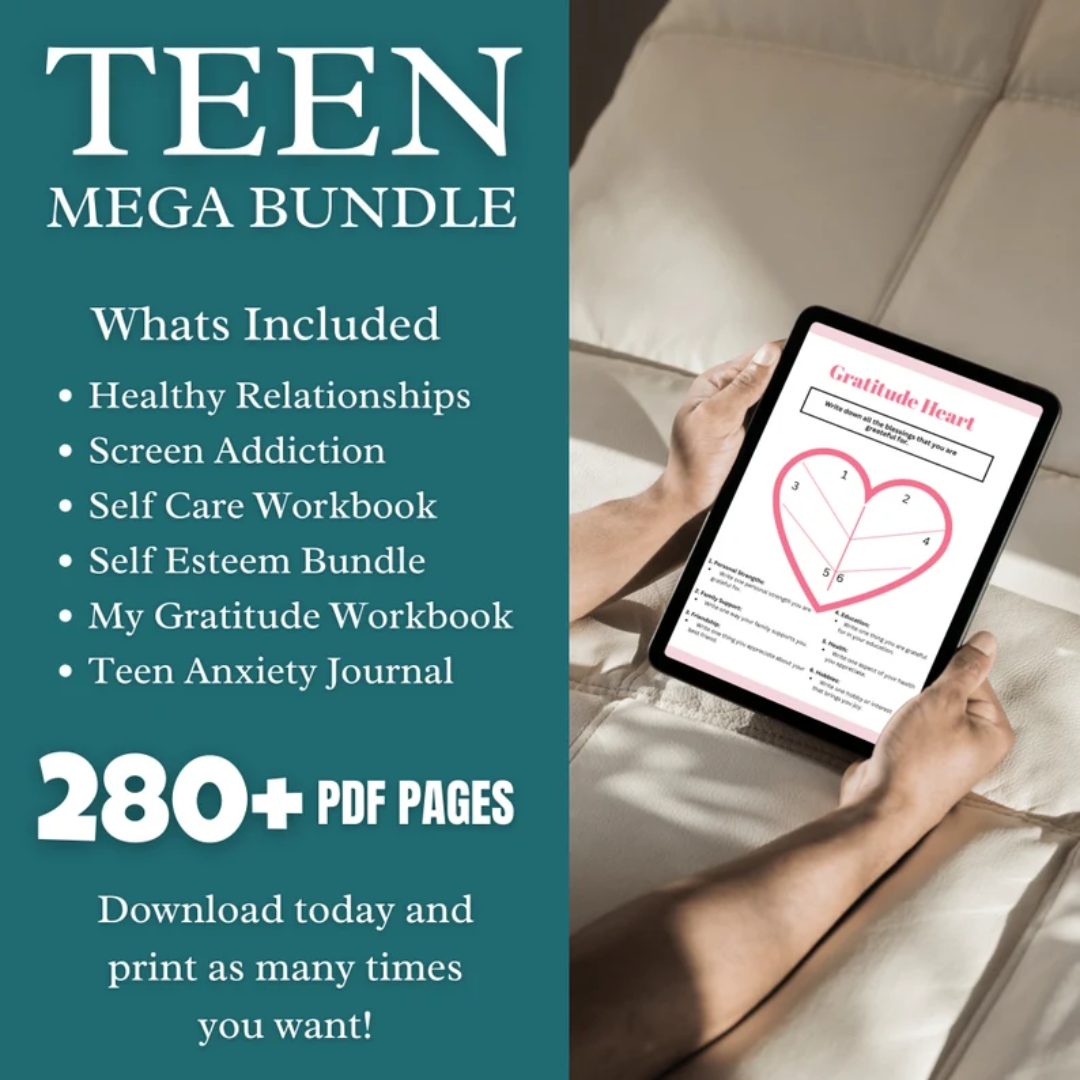 Teen Therapy Mega Bundle, Mental Health Tools, Therapy Worksheets, Digital Therapy Bundle, Self-Care Activities