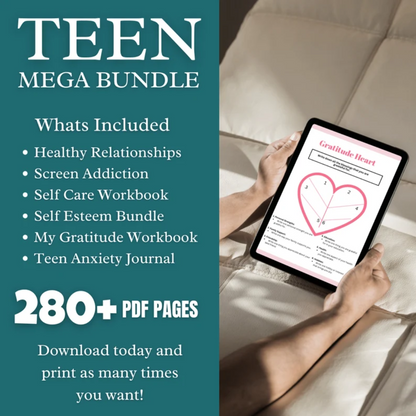 Teen Therapy Mega Bundle, Mental Health Tools, Therapy Worksheets, Digital Therapy Bundle, Self-Care Activities