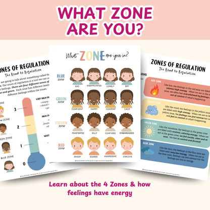 Zones of Regulation, Zones of Regulation Cards for Kids, Calming Corner Printable, SEL Classroom Tool, Montessori Calm Down Kit