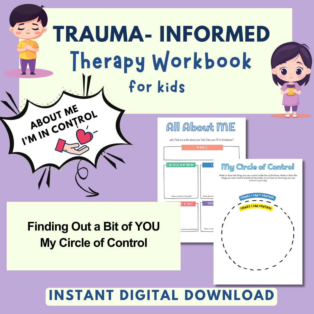 Trauma for Kids, Trauma Worksheets for Children, Kids Trauma Therapy & Processing, Informed Care, Safety Plan