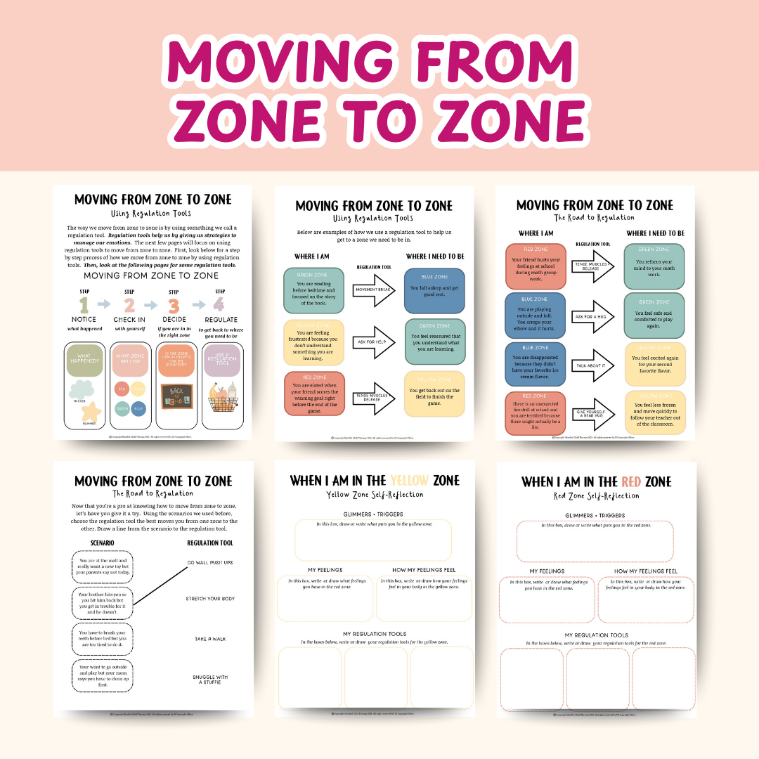 Zones of Regulation, Zones of Regulation Cards for Kids, Calming Corner Printable, SEL Classroom Tool, Montessori Calm Down Kit