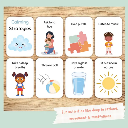 32 Pages Calming Strategy Cards for Kids, Mindfulness & Coping Skills, Emotional Regulation, Anxiety Relief, Social Emotional Learning