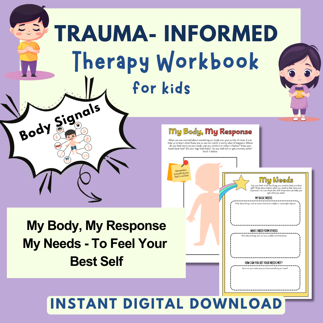 Trauma for Kids, Trauma Worksheets for Children, Kids Trauma Therapy & Processing, Informed Care, Safety Plan