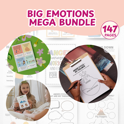 Big Emotions Mega Bundle for Kids, Nervous System Regulation, Coping Skills Workbook, Anger Management, Conflict Resolution Cards, Big Emotions Workbook, Emotional Resilience