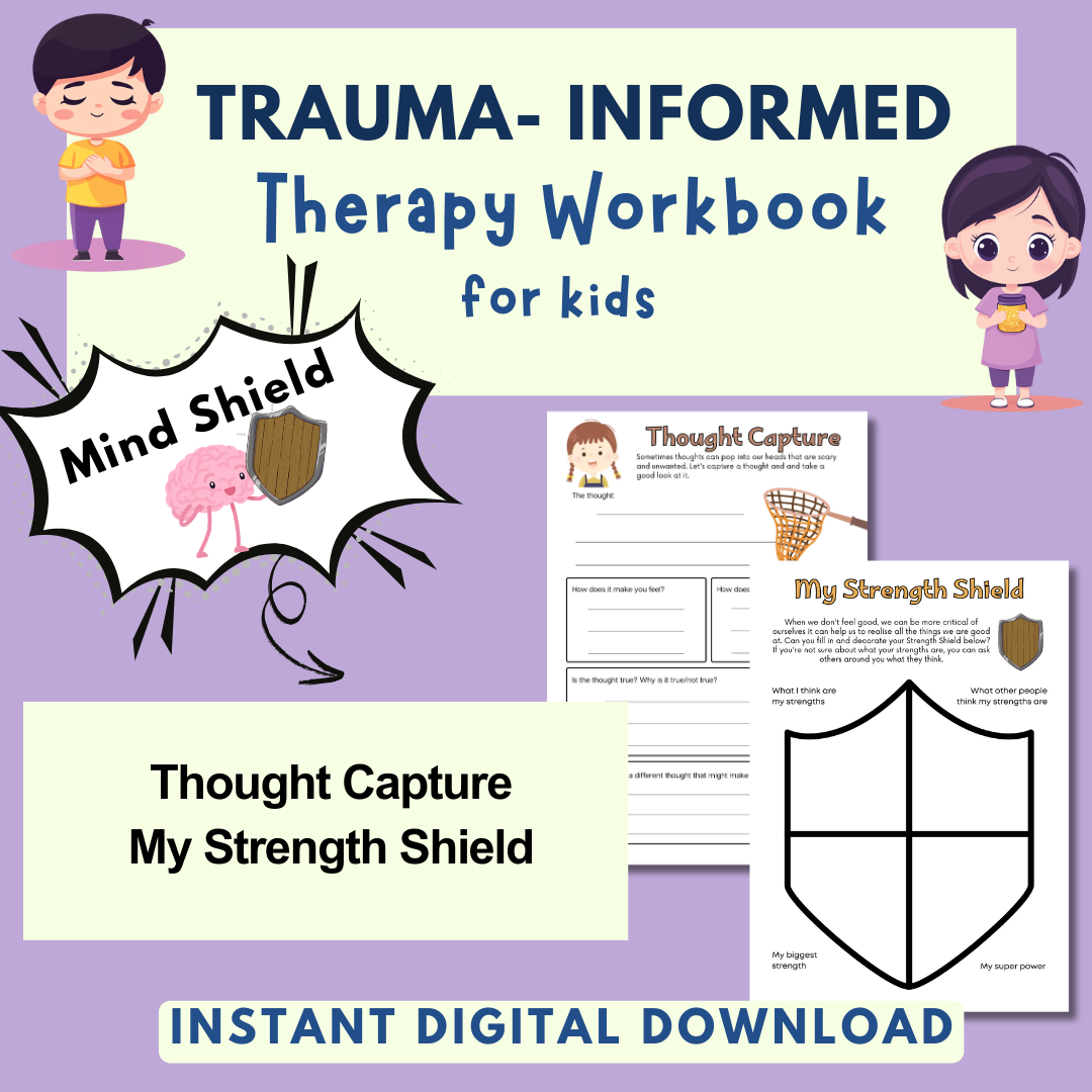 Trauma for Kids, Trauma Worksheets for Children, Kids Trauma Therapy & Processing, Informed Care, Safety Plan