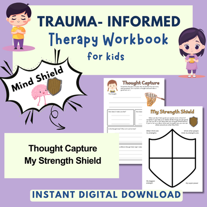Trauma for Kids, Trauma Worksheets for Children, Kids Trauma Therapy & Processing, Informed Care, Safety Plan