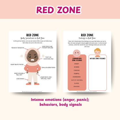 Zones of Regulation, Zones of Regulation Cards for Kids, Calming Corner Printable, SEL Classroom Tool, Montessori Calm Down Kit