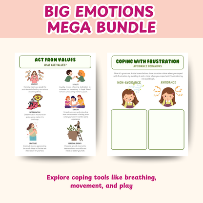 Big Emotions Mega Bundle for Kids, Nervous System Regulation, Coping Skills Workbook, Anger Management, Conflict Resolution Cards, Big Emotions Workbook, Emotional Resilience