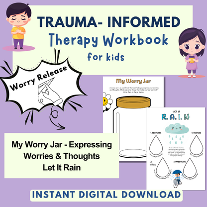 Trauma for Kids, Trauma Worksheets for Children, Kids Trauma Therapy & Processing, Informed Care, Safety Plan