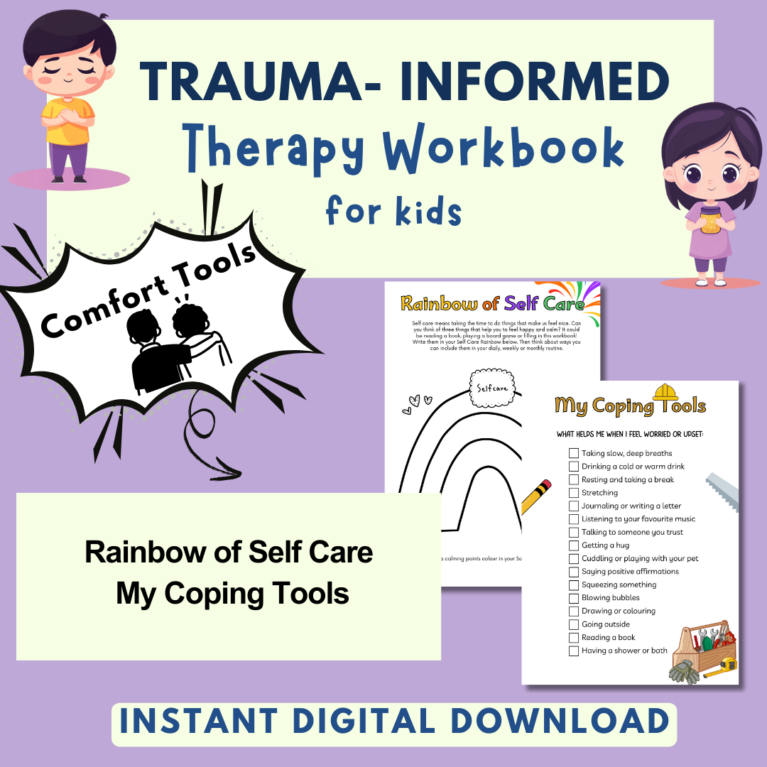 Trauma for Kids, Trauma Worksheets for Children, Kids Trauma Therapy & Processing, Informed Care, Safety Plan