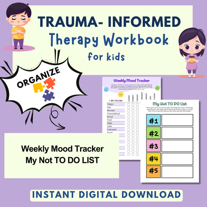 Trauma for Kids, Trauma Worksheets for Children, Kids Trauma Therapy & Processing, Informed Care, Safety Plan